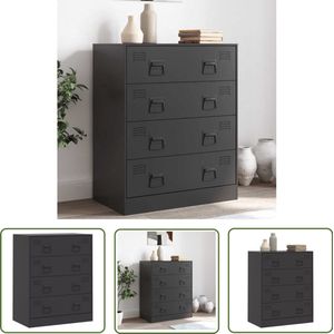 The Living Store Dressoir 67x39x83 cm staal zwart - Televisiekast - Tv-meubel - Dressoir - Opbergkast - Industrieel Design