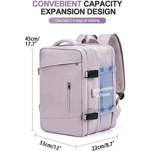 KOSMOS - Reistas - Rugzak - Handbagage - USB poort - Backpack - Waterafstotend - 55L - Roze