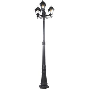 QAZQA capital - Klassieke Lantaarn - 3 lichts - H 2160 mm - Zwart - Buitenverlichting