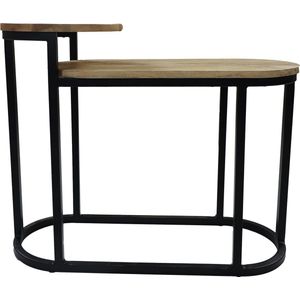 HSM Collection Sidetable Ovaal Plateau 75cm Naturel/Zwart Mangohout/Ijzer