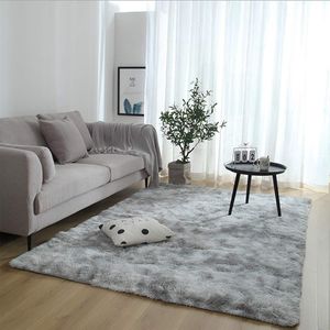 Tapijten, pluizige woonkamertapijten, hoogpolig tapijt, slaapkamertapijt, wasbaar, zachte tapijten, comfortabel​voor huisdecoratie, grijs/wit, 120 x 160 cm