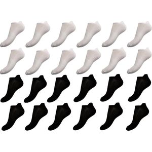 katoenen sneakersokken black&white 12 paar maat 40-44