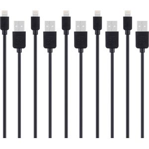 5 STKS HAWEEL 1 m hoge snelheid 8 pins naar USB Sync en oplaadkabel Kit, voor iPhone XR / iPhone XS MAX / iPhone X & XS / iPhone 8 & 8 Plus / iPhone 7 & 7 Plus / iPhone 6 & 6s & 6 Plus & 6s Plus / iPad (zwart)