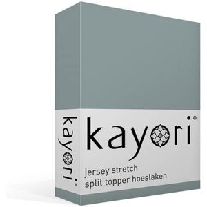 Kayori Shizu jersey stretch split-topper hoeslaken - Lits-jumeaux - Blauw