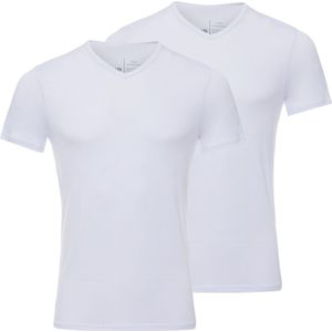 BOXR Underwear - Bamboe T-Shirt Heren - V-Hals - Wit - Zijdezacht - Thermo Control - Ondershirt Heren - 2-Pack