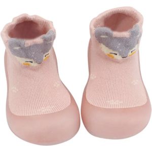 Anti-slip babyschoentjes - Sok sloffen - Eerste loopschoentjes van Baby-Slofje - lichtroze maat 18/19