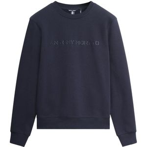 Antony Morato Trui Regular Fit Crewneck Sweatshirt In Sustainable Cotton Blend With Print Mmfl01103 Fa150222 7139 Marine Mannen Maat - L