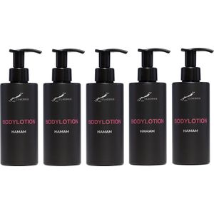 Bodylotion Hamam 300 ml - met pomp - zwarte fles - set van 5 stuks - Voordeelverpakking