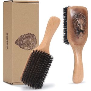Haarborstel van 100% varkenshaar voor dun, fijn en halflang haar Premium baardborstel, uniek ontworpen om de textuur te verbeteren