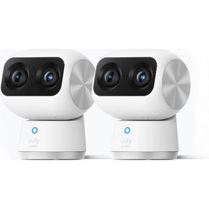 2x eufy Security Indoor Cam S350 - dubbele camera - beveiligingscamera met 4K-UHD-resolutie en 8 × zoom en 360° PTZ - mens/huisdier AI - ideaal voor babyfoon/huisdiercamera/huisbeveiliging