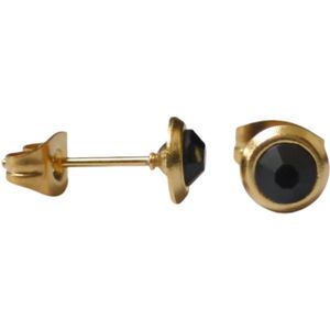 Aramat Jewels Oorbellen - Goudkleurige Oorbellen met Zwarte Kristal - Roestvrij staal - Vrouwen - Volwassenen - 6