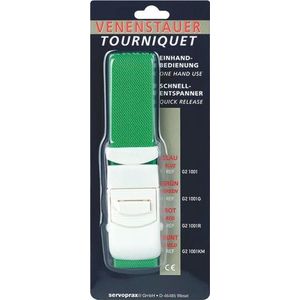 Servoprax® Stuwband Groen - Eenhandbediening - Duurzaam Kunststof - Wasbaar Snelontspanner Veiligheidsslot 40cm - 1 stuk