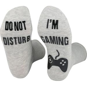 New Age Devi - Do Not Disturb - Im Gaming Grappige Katoenen Sokken voor Gamers Geweldig Kerstcadeau voor Liefhebbers van Gaming Geschikt voor Mannen Vrouwen Jongens en Meisjes Grijze Enkelsokken