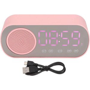 Digitale Wekker met Bluetooth 5.0 en Led-spiegelscherm - Roze Klokluidspreker voor Slaapkamer