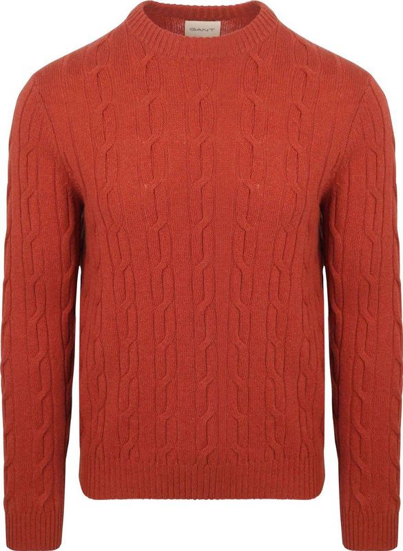 Gant - Pullover Crewneck Lambswool Cable - Rood - Heren