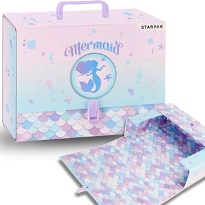 Stevige Aktetas met Handvat, Kinderaktetas, Zeemeermin A4 9,5 cm