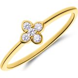 Lucardi - Klaver Ring - Zilver - Goldplated - Zirkonia