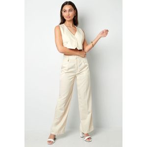 Pantalon met plooien - broek bandplooien - dames - nieuwe collectie - lente/zomer 2024 - offwhite - maat M