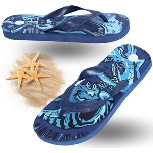 Marineblauwe dinosaurusslippers/jappen