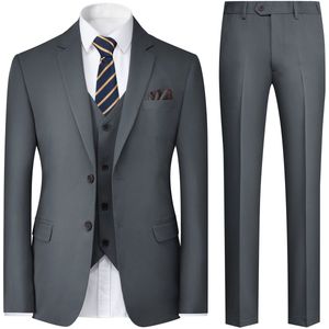 Allthemen Heren Driedelig Pak - Slim Fit Pasvorm en Inclusief Pochet Pak - S