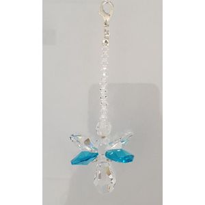 Beschermengel, autohanger Turquoise van AAA-kwaliteit Asfour kristal ( Tas hanger, kersthanger, geluk engel, reis engel, baby shower.