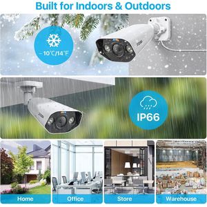 Beveiligingscamerasysteem - 5MP 1080p - Buiten - Bewakingscamera - Beveiligingscamera - Beveiligingscamerasysteem - 4 stuk - IP66 - Wit