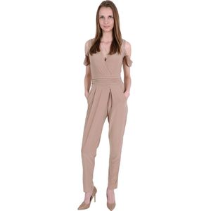 John Zack Donkerbeige off-shoulder jumpsuit