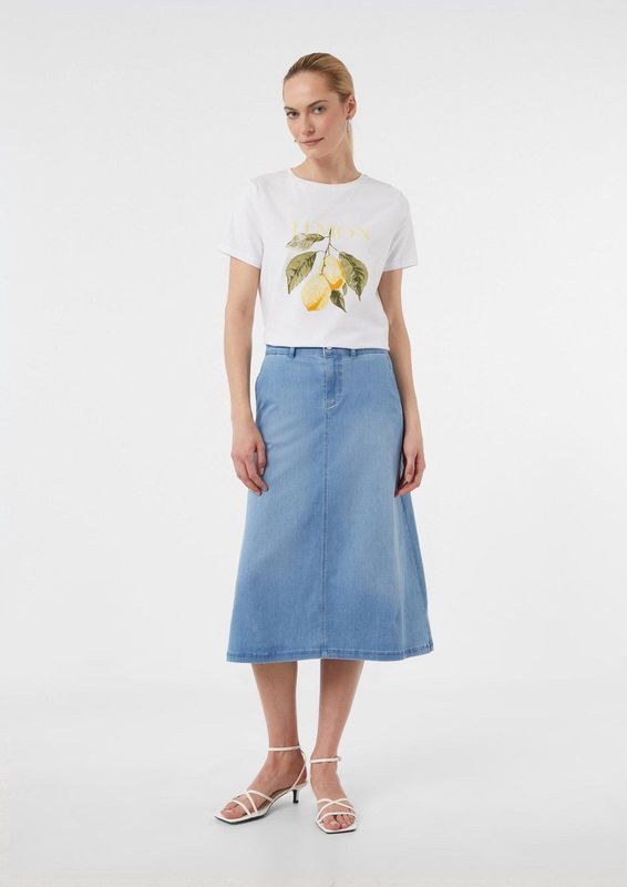 comma - Midi Denim Rok - A-lijn - Klassieke Wassing