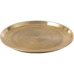 J-Line Rond Rigen plateau - dienblad - metaal - goud - medium - woonaccessoires