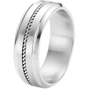 Lucardi Heren Ring kabel - Ring - Cadeau - Staal - Zilverkleurig