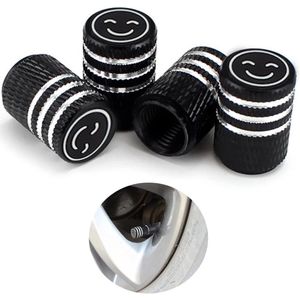 4Pcs Tire Valve Dust Covers - Zwarte Ventieldoppen voor Auto's - Aluminium Ventieldoppen met Lijsten voor Motorfietsen en Fietsen