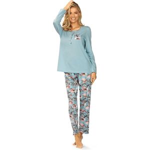Ascafa - Dames Pyjama Deluxe - lichtblauw - katoen modal - maat 46
