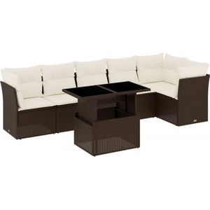 vidaXL 7-delige Loungeset met kussens bruin