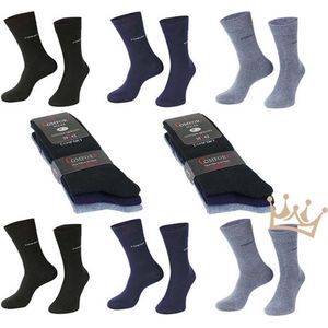 Luxe katoenen heren sokken - Naadloos - Ruime boord - Wijde boord - 6 paar - Blauw Mix - Maat 39-42 *Cadeau TIP!!!*
