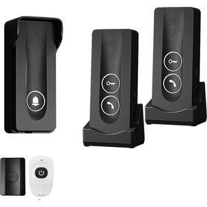 Doorsafe - 1901 - Draadloze Deurbel Intercom - Zwart - Met 2 Ontvangers