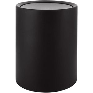 Allecto plus - Vuilnisemmer 8 liter voor badkamer en keuken - Zwart BPA-vrij - Cosmetica-emmer met schommeldeksel - 26 x 22 x 16,5 cm
