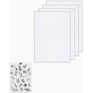 4 lege in water oplosbare borduurdoeken in A4-formaat met zelfklevende achterkant