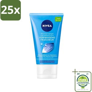 25 x NIVEA - Reinigingsgel - Essentials Verfrissende Gel - Normale huid - Met Vitamine C & E - Gezichtsreiniger - 150 ml - Grootverpakking - NIVEA Reinigingsgel - Gezichtsreiniger - Normale Huid - Vitamine C - Vitamine E