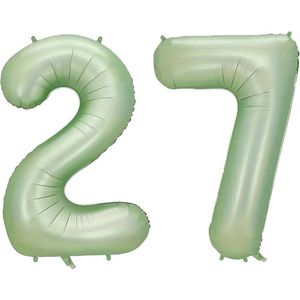 Cijfer Ballonnen Ballon Cijfer 27 Verjaardag Versiering Feest Helium Ballonnen Cijferballon Folieballon Groen Xl Formaat