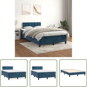 vidaXL Boxspring Fluweel Donkerblauw 120x200 cm Boxspringbed - Donkere Kleuren - Velvet Meubilair - Tweepersoonsbed - Slaapcomfort