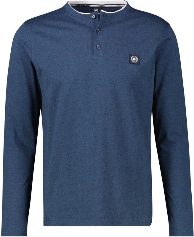 LERROS - Shirt - Navy - Lange Mouw - Henley Hals