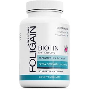 FOLIGAIN – Biotine Supplement 10.000 mcg met Kersensmaak – 60 tabletten