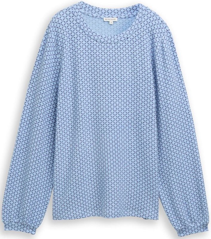TOM TAILOR - Shirt - Lichtblauw - Lange Mouwen - Losse Pasvorm