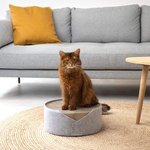 ronde krabmat voor katten - Kattenkrabbed van vilt en karton - Met uitneembaar krabkarton - Voor ontspanning en spelen