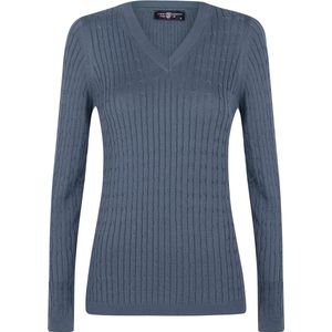 Jimmy Sanders V-Neck Sweater - V Trui - 100% Katoen Dames Blauw - M