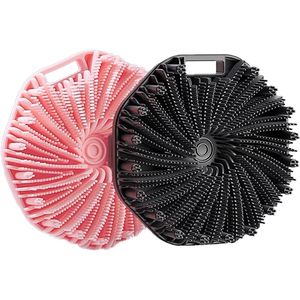 Gsedaox-Badborstel-2 stuks-Rugborstel-Lichaamsborstel-12*3.5 cm-Siliconen-Zwart,Roze