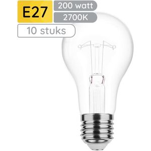 Technik E27 Wolfraam-Gloeilamp Dimbaar 200W - 2700K - Warm Wit - Gloeilamp Globe A70 - 10 stuks