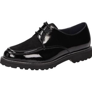 Sioux - Meredith - Veterschoenen - Zwart - Gemaakt van Gemalen Lakleer en Lamssuède