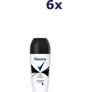 6x Rexona Deo Roller Invisible Black White 50ml
