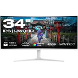 JAPANNEXT - JN-IPS34Q-HC6-W - Curved Monitor - Wit - 34 inch - UWQHD (3440x1440) - HDR & KVM